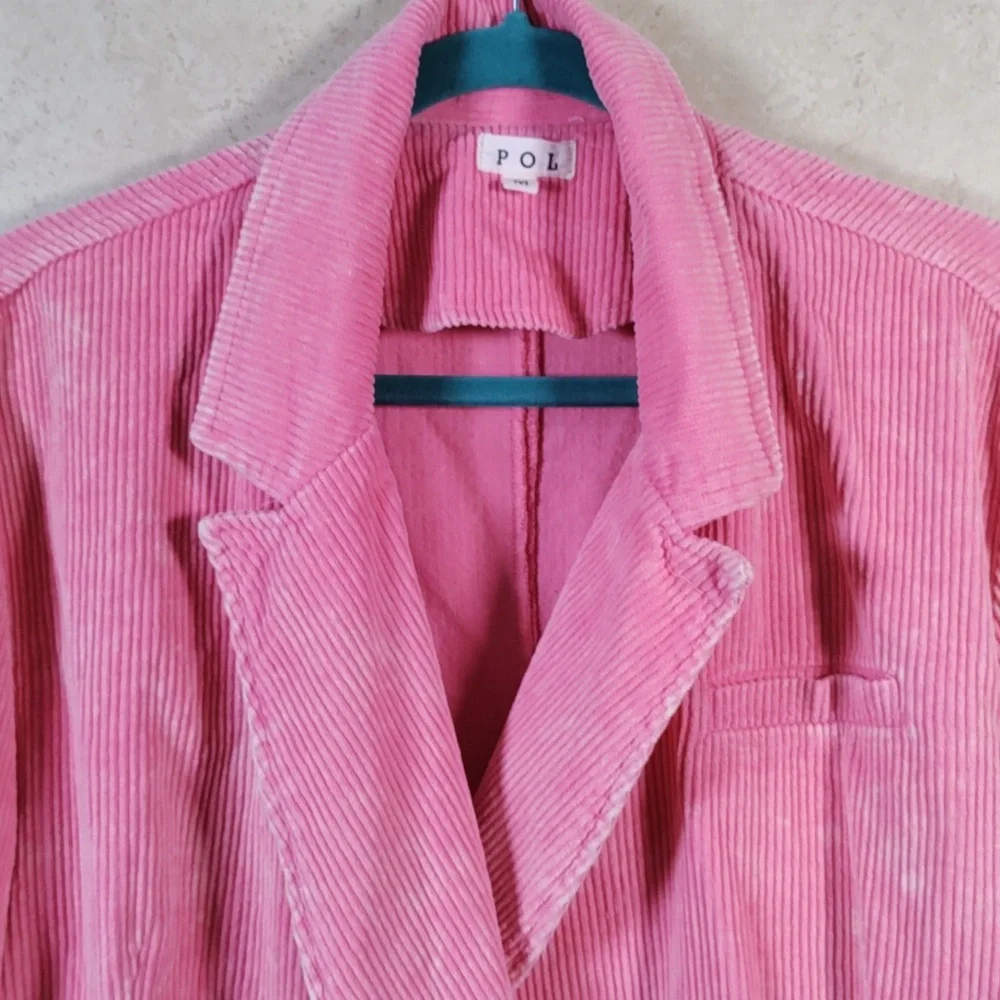 H195 POL pink distressed cotton corduroy blazer style jacket M